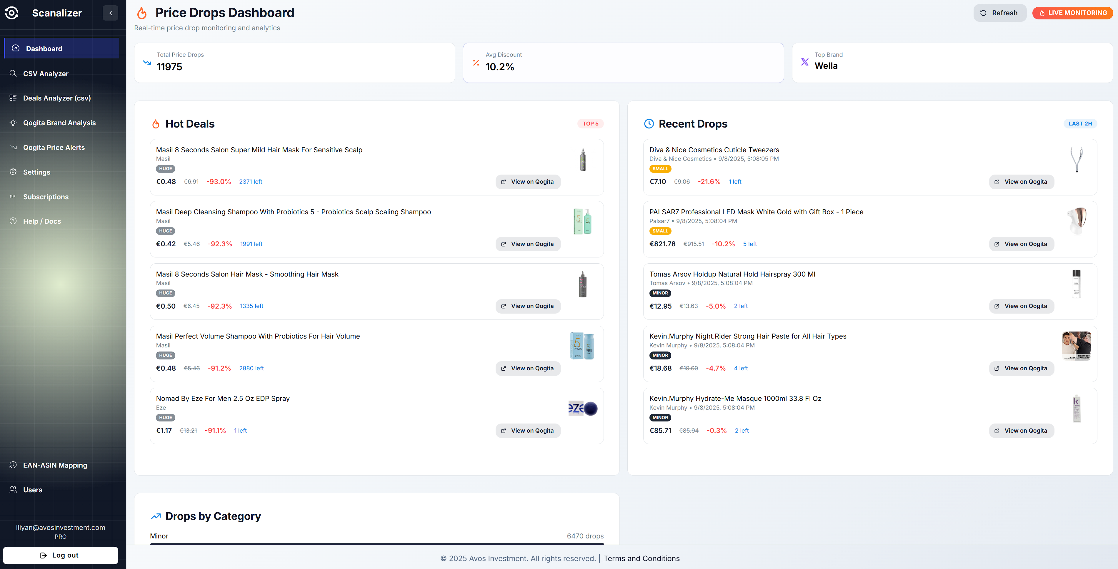 Scanalizer Dashboard Preview - Command center for Amazon arbitrage with live product analysis and profit tracking